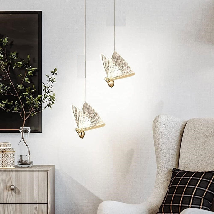 Ceiling Lights: BAMDECOR LED Modern Bedroom Bedside Creative Butterfly Hanging Chandelier Light Fixtures for Stairs Nordic Decoration