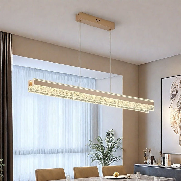 Ceiling Lights: BAMDECOR A122 Nordic Long Dual Linear Dimmable Acrylic Kitchen Dining Table Pendant Light Minimalist Modern Lighting (Coffee)