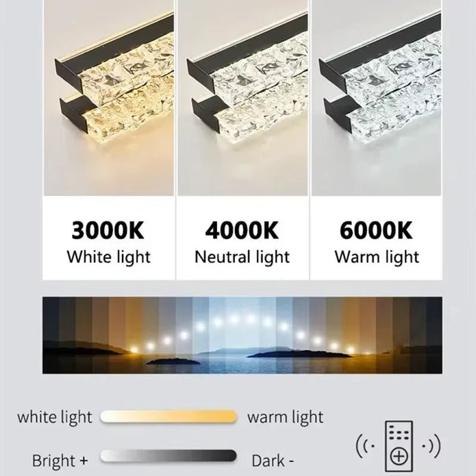 Ceiling Lights: BAMDECOR A122 Nordic Long Dual Linear Dimmable Acrylic Kitchen Dining Table Pendant Light Minimalist Modern Lighting (Coffee)