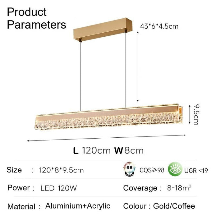 Ceiling Lights: BAMDECOR A122 Nordic Long Dual Linear Dimmable Acrylic Kitchen Dining Table Pendant Light Minimalist Modern Lighting (Coffee)