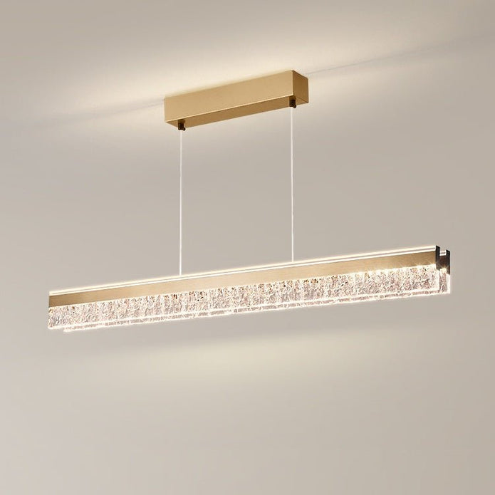 Ceiling Lights: BAMDECOR A122 Nordic Long Dual Linear Dimmable Acrylic Kitchen Dining Table Pendant Light Minimalist Modern Lighting (Gold)