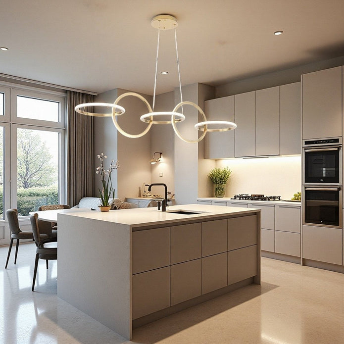 Ceiling Lights: BAMDECOR A180 Nordic Golden Circles Kitchen Dining Table Pendant Light Minimalist Modern Lighting