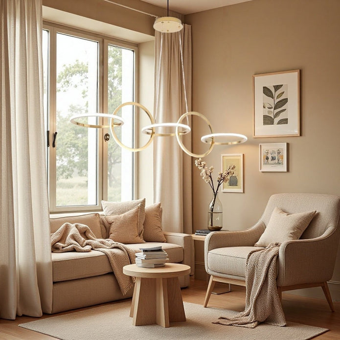 Ceiling Lights: BAMDECOR A180 Nordic Golden Circles Kitchen Dining Table Pendant Light Minimalist Modern Lighting