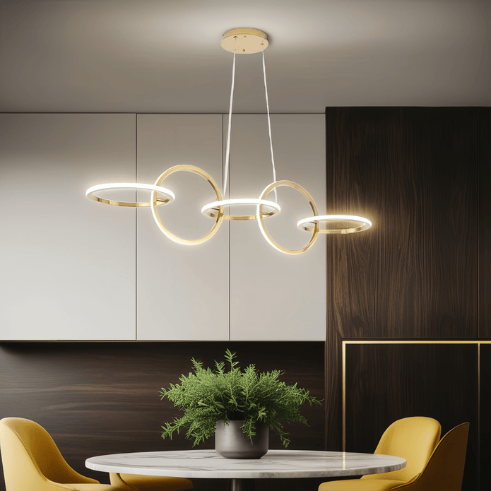 Ceiling Lights: BAMDECOR A180 Nordic Golden Circles Kitchen Dining Table Pendant Light Minimalist Modern Lighting