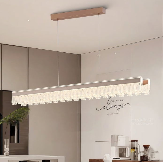 Ceiling Lights: BAMDECOR A188 Nordic Dual Linear Dimmable Acrylic Kitchen Dining Table Pendant Light Minimalist Modern Lighting (Coffee)