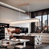 Ceiling Lights: BAMDECOR A188 Nordic Dual Linear Dimmable Acrylic Kitchen Dining Table Pendant Light Minimalist Modern Lighting (Coffee)
