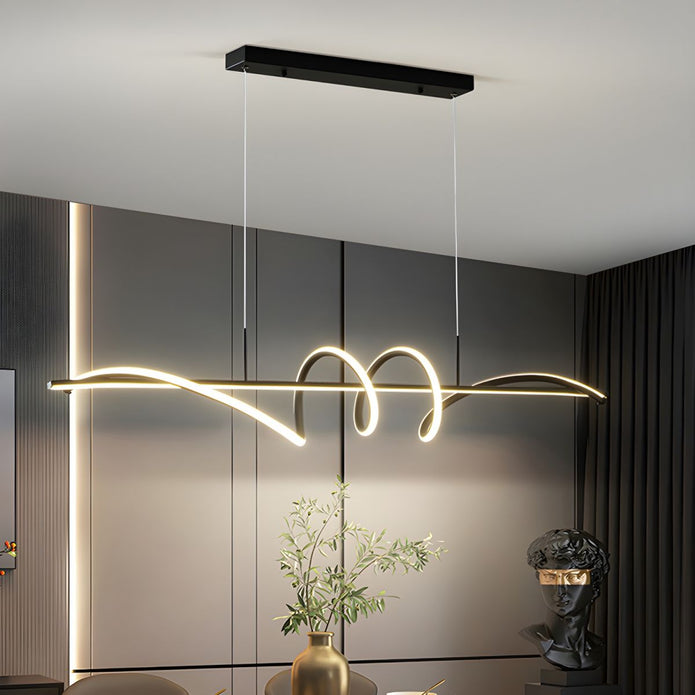 Ceiling Lights: BAMDECOR A202 Modern LED Linear Pendant Lights with Dimmable LED  (160cm/180cm-Black) 1.5 Meters