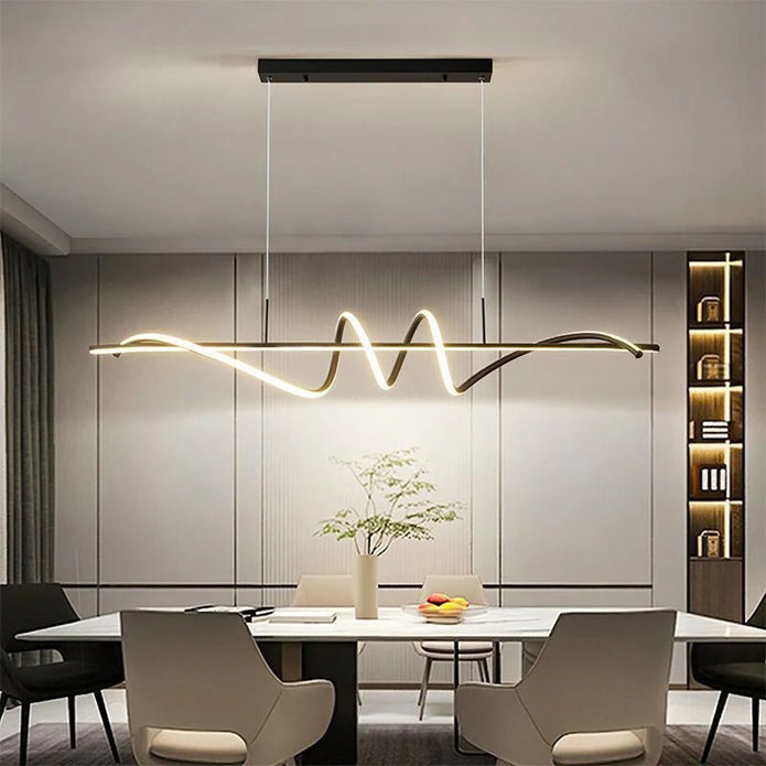 Ceiling Lights: BAMDECOR A202 Modern LED Linear Pendant Lights with Dimmable LED  (160cm/180cm-Black) 1.5 Meters