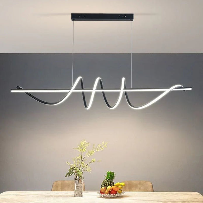 Ceiling Lights: BAMDECOR A202 Modern LED Linear Pendant Lights with Dimmable LED  (160cm/180cm-Black) 1.5 Meters