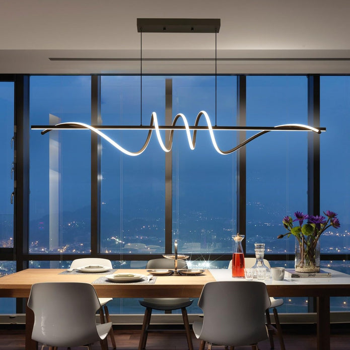 Ceiling Lights: BAMDECOR A202 Modern LED Linear Pendant Lights with Dimmable LED  (160cm/180cm-Black) 1.8 Meters