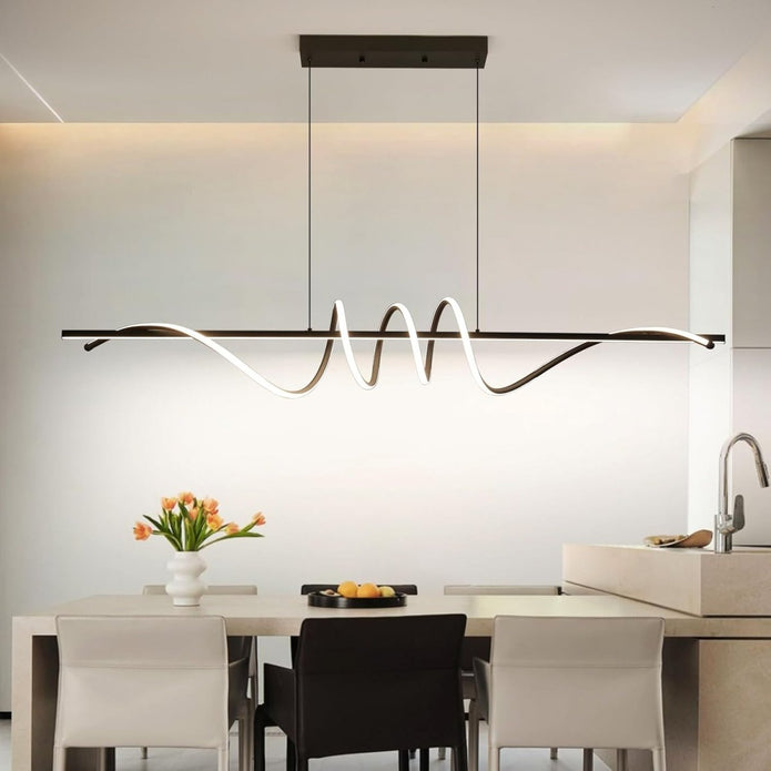 Ceiling Lights: BAMDECOR A202 Modern LED Linear Pendant Lights with Dimmable LED  (160cm/180cm-Black) 1.8 Meters