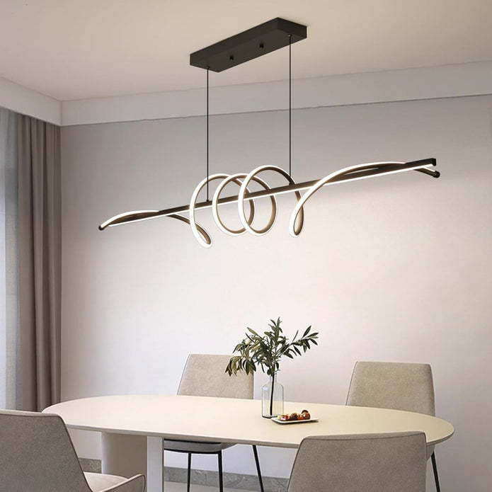 Ceiling Lights: BAMDECOR A202 Modern LED Linear Pendant Lights with Dimmable LED  (160cm/180cm-Black) 1.8 Meters