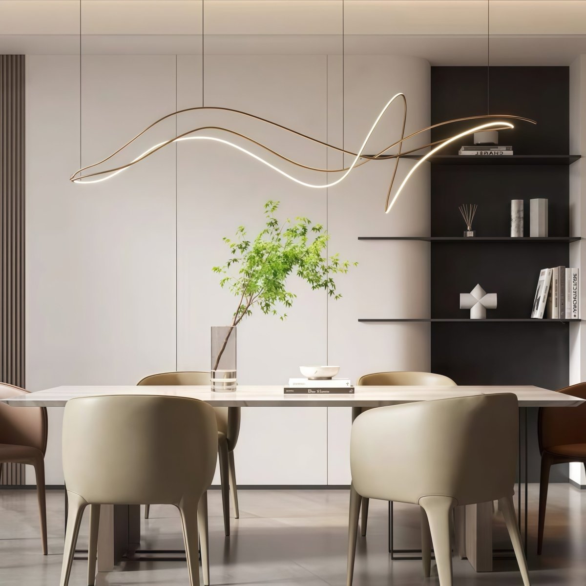 Ceiling Lights: BAMDECOR A203 1.6m Modern Minimalist pendant lights for home decoration ceiling pendant light (Gold)