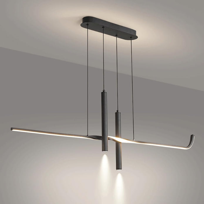 Ceiling Lights: BAMDECOR A206 Modern Black Scandinavian Pendant Light Table Dining Room Living Room Pendant Lighting 1.2 Meters
