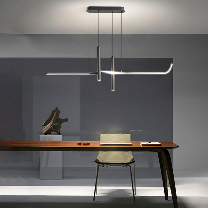 Ceiling Lights: BAMDECOR A206 Modern Black Scandinavian Pendant Light Table Dining Room Living Room Pendant Lighting 1.2 Meters