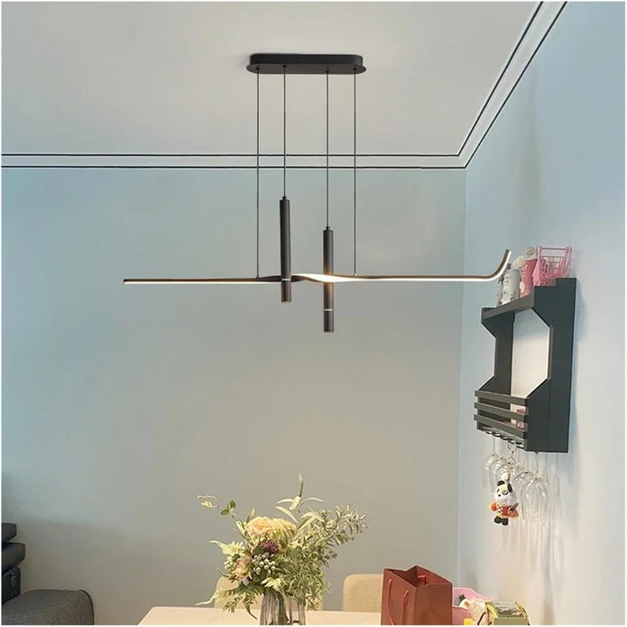 Ceiling Lights: BAMDECOR A206 Modern Black Scandinavian Pendant Light Table Dining Room Living Room Pendant Lighting 1.2 Meters