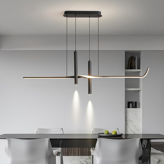 Ceiling Lights: BAMDECOR A206 Modern Black Scandinavian Pendant Light Table Dining Room Living Room Pendant Lighting 1.5 Meters