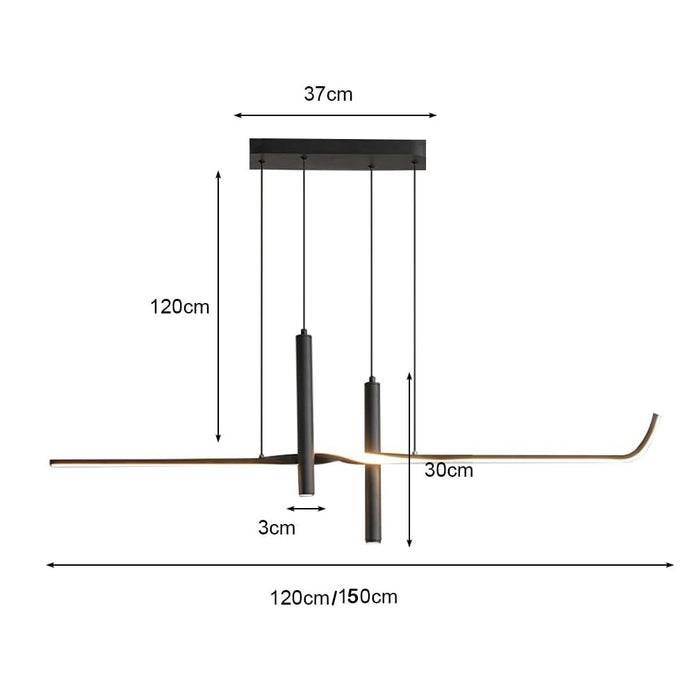 Ceiling Lights: BAMDECOR A206 Modern Black Scandinavian Pendant Light Table Dining Room Living Room Pendant Lighting 1.5 Meters