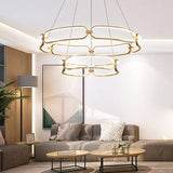 Ceiling Lights: BAMDECOR A209 Colette Ceiling Chandelier Led Modern Circular Art Aluminum Light Fixture for Living Room Bedroom Indoor Decor(2 Rings)