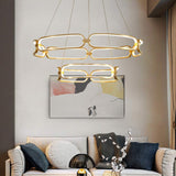 Ceiling Lights: BAMDECOR A209 Colette Ceiling Chandelier Led Modern Circular Art Aluminum Light Fixture for Living Room Bedroom Indoor Decor(2 Rings)