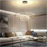Ceiling Lights: BAMDECOR A209 Colette Ceiling Chandelier Led Modern Circular Art Aluminum Light Fixture for Living Room Bedroom Indoor Decor(2 Rings)