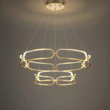 Ceiling Lights: BAMDECOR A209 Colette Ceiling Chandelier Led Modern Circular Art Aluminum Light Fixture for Living Room Bedroom Indoor Decor(2 Rings)