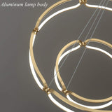 Ceiling Lights: BAMDECOR A209 Colette Ceiling Chandelier Led Modern Circular Art Aluminum Light Fixture for Living Room Bedroom Indoor Decor(2 Rings)