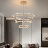 Ceiling Lights: BAMDECOR A209 Colette Ceiling Chandelier Led Modern Circular Art Aluminum Light Fixture for Living Room Bedroom Indoor Decor(3 Rings)