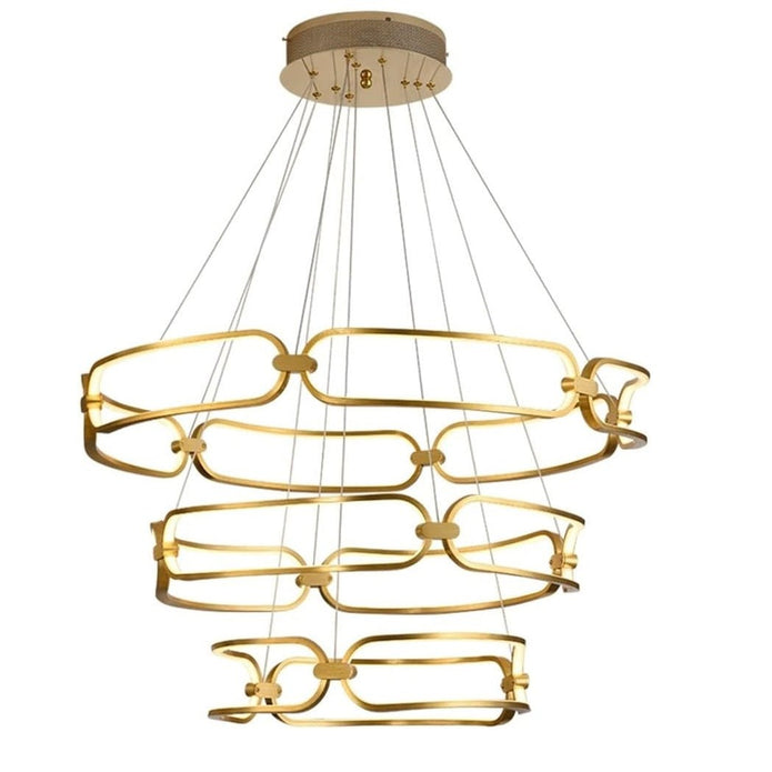 Ceiling Lights: BAMDECOR A209 Colette Ceiling Chandelier Led Modern Circular Art Aluminum Light Fixture for Living Room Bedroom Indoor Decor(3 Rings)