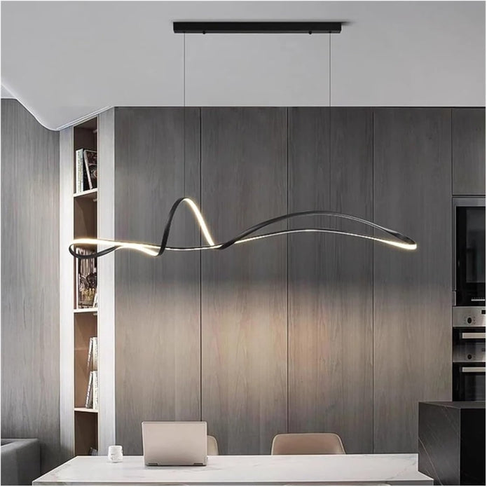 Ceiling Lights: BAMDECOR A210 Modern LED Linear Pendant Lights with Dimmable LED and Adjustable Hanging Length 120cm -Black