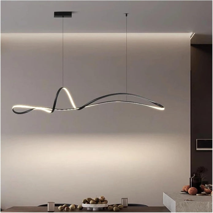 Ceiling Lights: BAMDECOR A210 Modern LED Linear Pendant Lights with Dimmable LED and Adjustable Hanging Length 150cm -Black