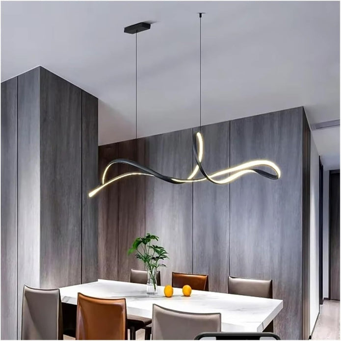 Ceiling Lights: BAMDECOR A210 Modern LED Linear Pendant Lights with Dimmable LED and Adjustable Hanging Length 150cm -Black