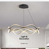 Ceiling Lights: BAMDECOR A212/1 Black Modern Wavy Art Aluminum Light Fixture for Living Room Bedroom Indoor Decor