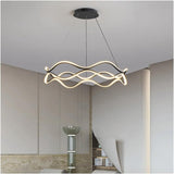 Ceiling Lights: BAMDECOR A212/1 Black Modern Wavy Art Aluminum Light Fixture for Living Room Bedroom Indoor Decor