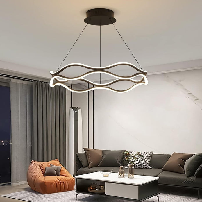 Ceiling Lights: BAMDECOR A212/1 Black Modern Wavy Art Aluminum Light Fixture for Living Room Bedroom Indoor Decor