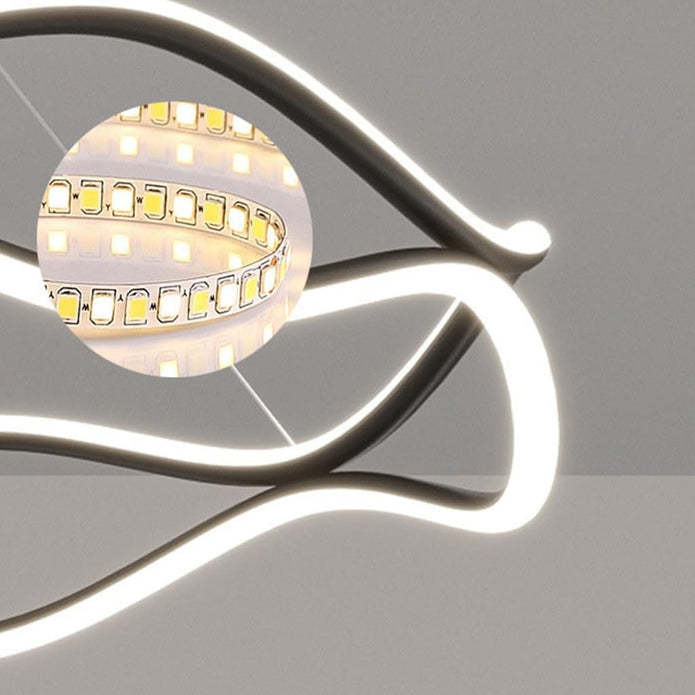 Ceiling Lights: BAMDECOR A212/1 Black Modern Wavy Art Aluminum Light Fixture for Living Room Bedroom Indoor Decor