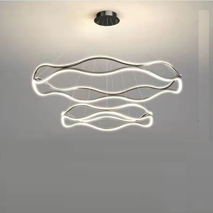 Ceiling Lights: BAMDECOR A212/2 Modern Wavy Art Aluminum Light Fixture for Living Room Bedroom Indoor Decor
