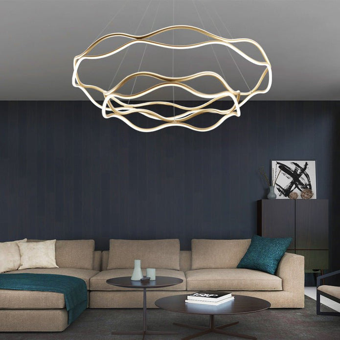 Ceiling Lights: BAMDECOR A212/2 Modern Wavy Art Aluminum Light Fixture for Living Room Bedroom Indoor Decor