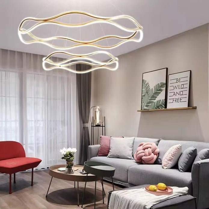 Ceiling Lights: BAMDECOR A212/2 Modern Wavy Art Aluminum Light Fixture for Living Room Bedroom Indoor Decor