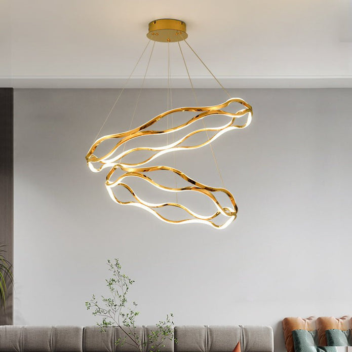 Ceiling Lights: BAMDECOR A212/2 Modern Wavy Art Aluminum Light Fixture for Living Room Bedroom Indoor Decor