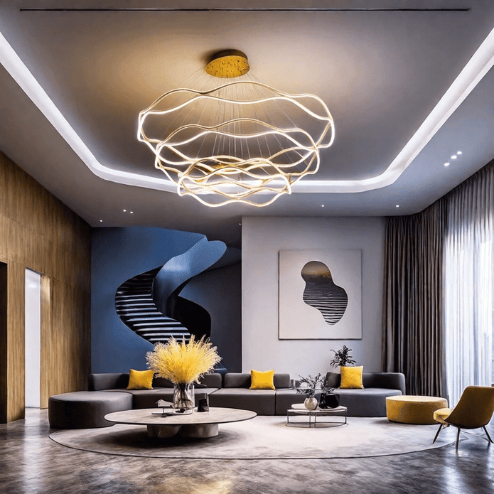 Ceiling Lights: BAMDECOR A212/3 Modern Wavy Art Aluminum Light Fixture for Living Room Bedroom Indoor Decor