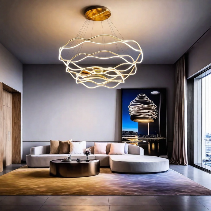Ceiling Lights: BAMDECOR A212/3 Modern Wavy Art Aluminum Light Fixture for Living Room Bedroom Indoor Decor