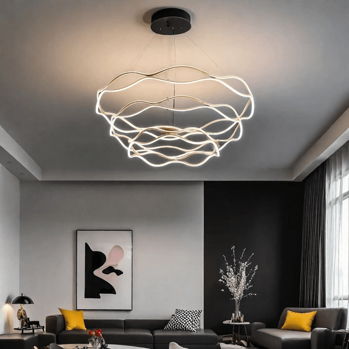 Ceiling Lights: BAMDECOR A212/3 Modern Wavy Art Aluminum Light Fixture for Living Room Bedroom Indoor Decor