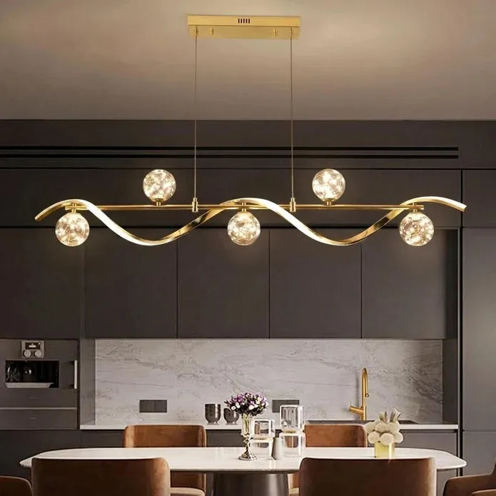 BAMDECOR AD2621 Modern Gold Kitchen Island Light with Glass Globe Shade Ceiling Pendant Lights
