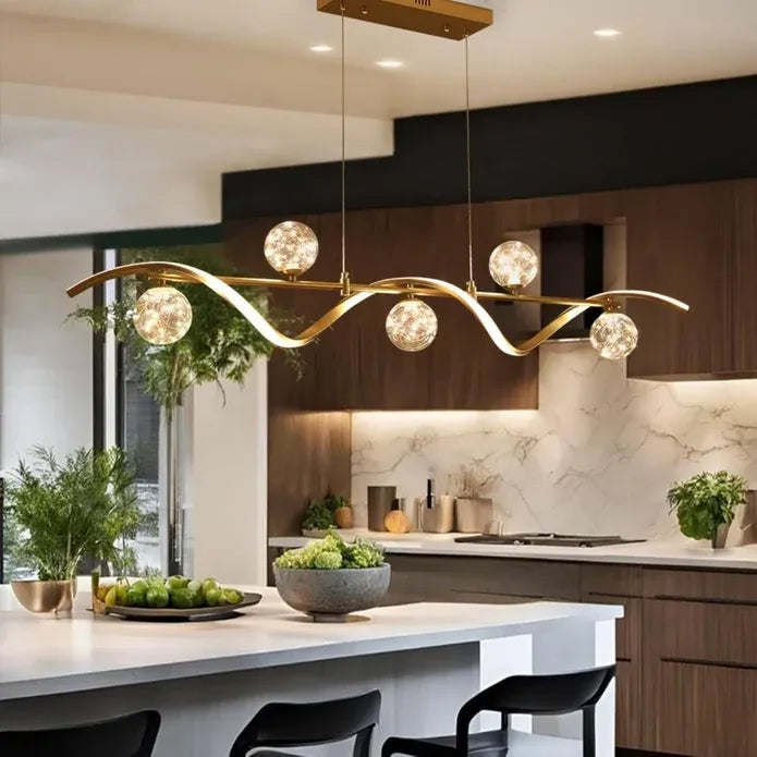 BAMDECOR AD2621 Modern Gold Kitchen Island Light with Glass Globe Shade Ceiling Pendant Lights