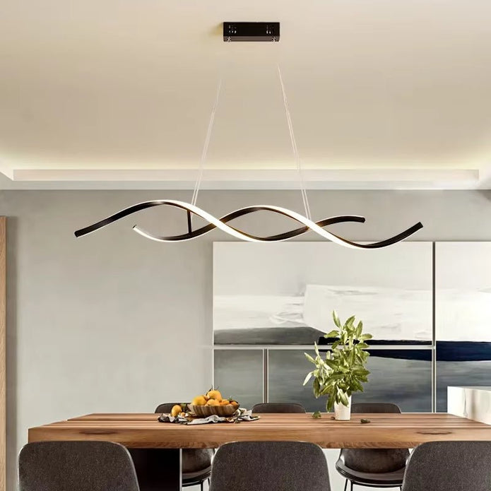 Ceiling Lights: BAMDECOR A24122 Modern Minimalist Black Pendant Light Adjustable LED Chandelier for Dining Room and Bar