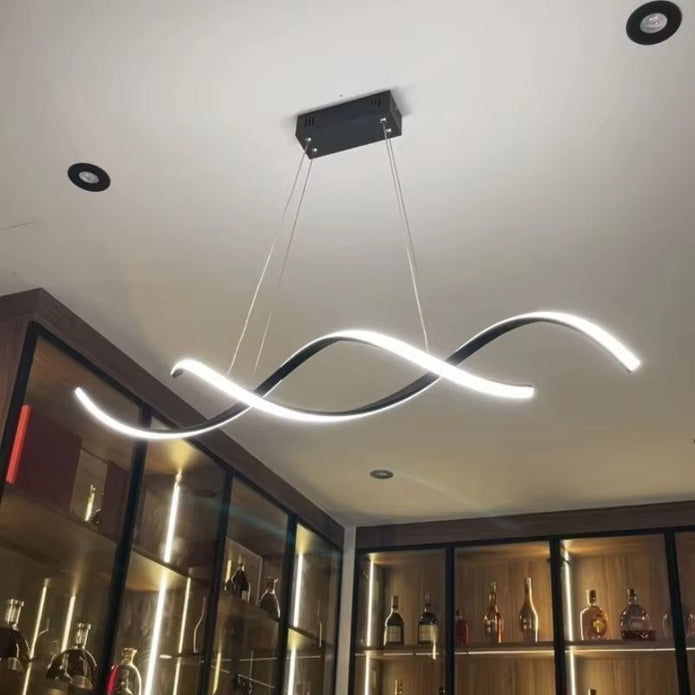 Ceiling Lights: BAMDECOR A24122 Modern Minimalist Black Pendant Light Adjustable LED Chandelier for Dining Room and Bar