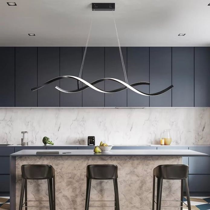 Ceiling Lights: BAMDECOR A24122 Modern Minimalist Black Pendant Light Adjustable LED Chandelier for Dining Room and Bar