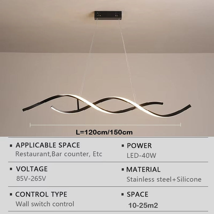 Ceiling Lights: BAMDECOR A24122 Modern Minimalist Black Pendant Light Adjustable LED Chandelier for Dining Room and Bar