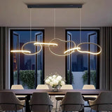 Ceiling Lights: BAMDECOR A24126 Nordic Minimalist LED Pendant Light Adjustable Modern Ring Chandelier for Dining Room and Bar (Black) 1.5 Meters